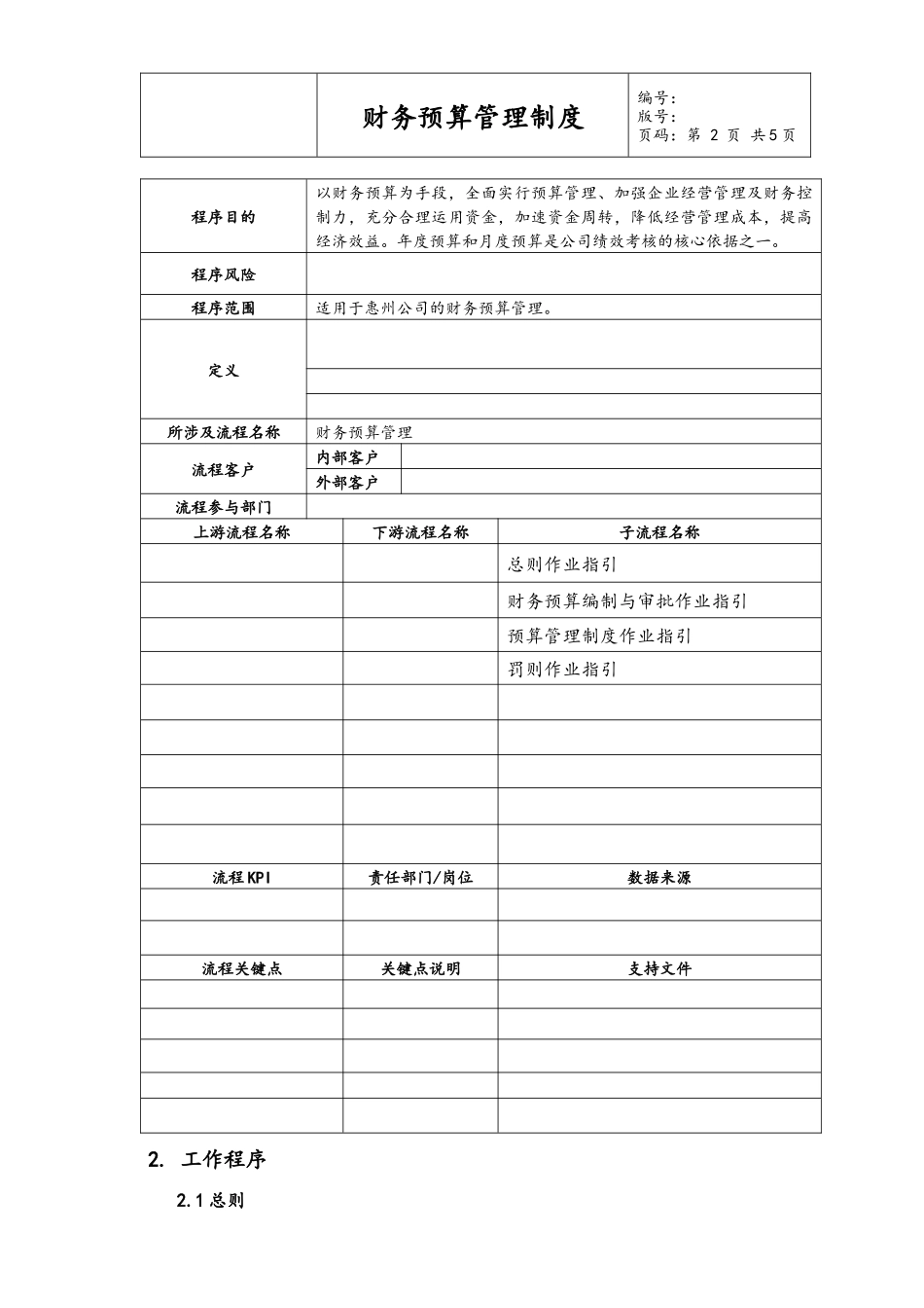 企业管理_财务管理制度_6-全面预算管理全套资料_08-财务预算管理制度_第2页