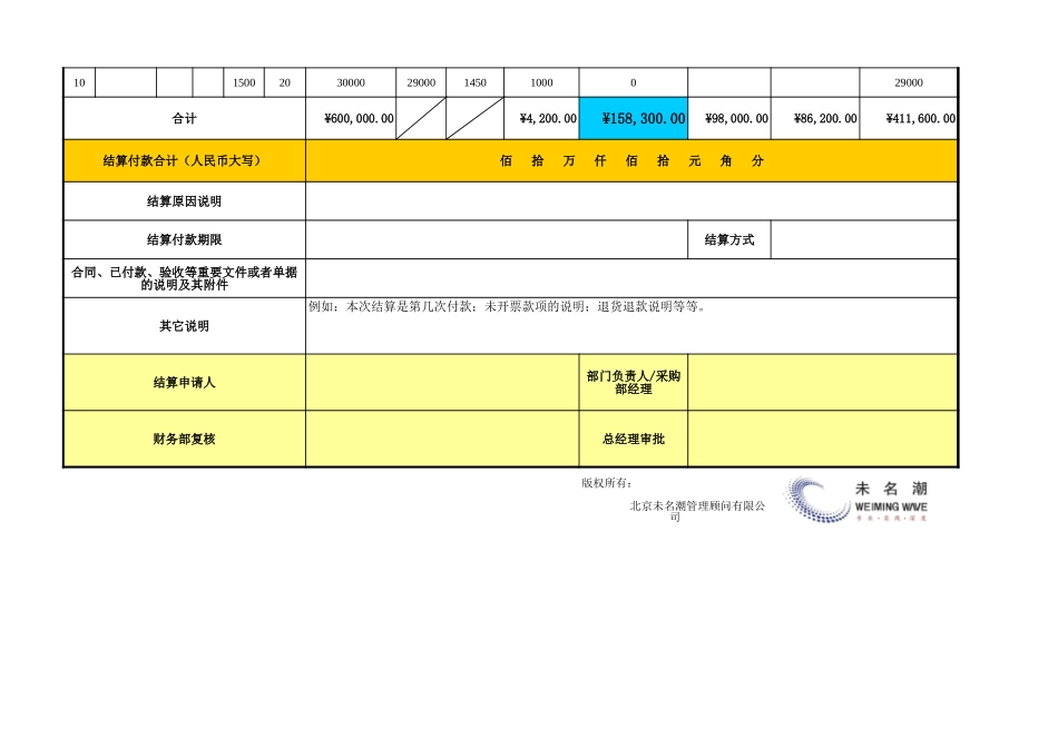 企业管理_财务管理_采购货款结算单（标准版）_第2页