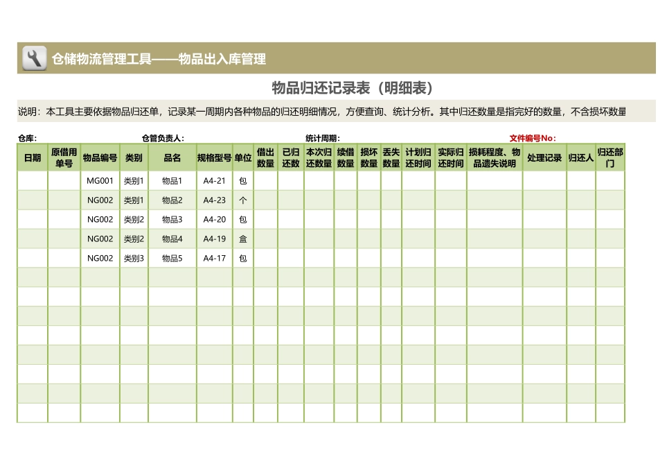 企业管理_出入库管理_物品归还记录表_第1页