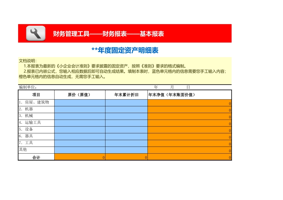 企业管理_财务_固定资产明细表_第1页