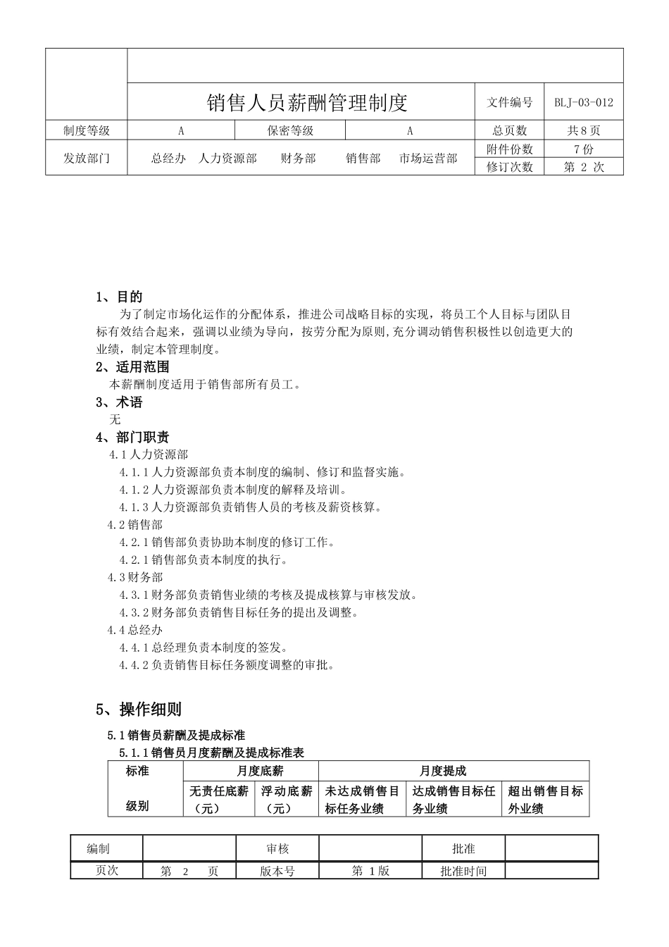 企业管理_人事管理制度_2-薪酬激励制度_0-薪酬管理制度_40-【行业分类】-销售薪酬管理_销售部薪酬与绩效管理制度_第2页