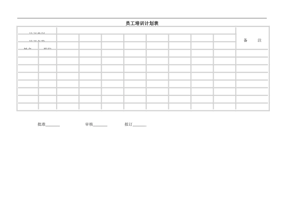 企业管理_人事管理制度_8-员工培训_6-培训工具模版_培训类实用表格_员工培训计划表 _第1页