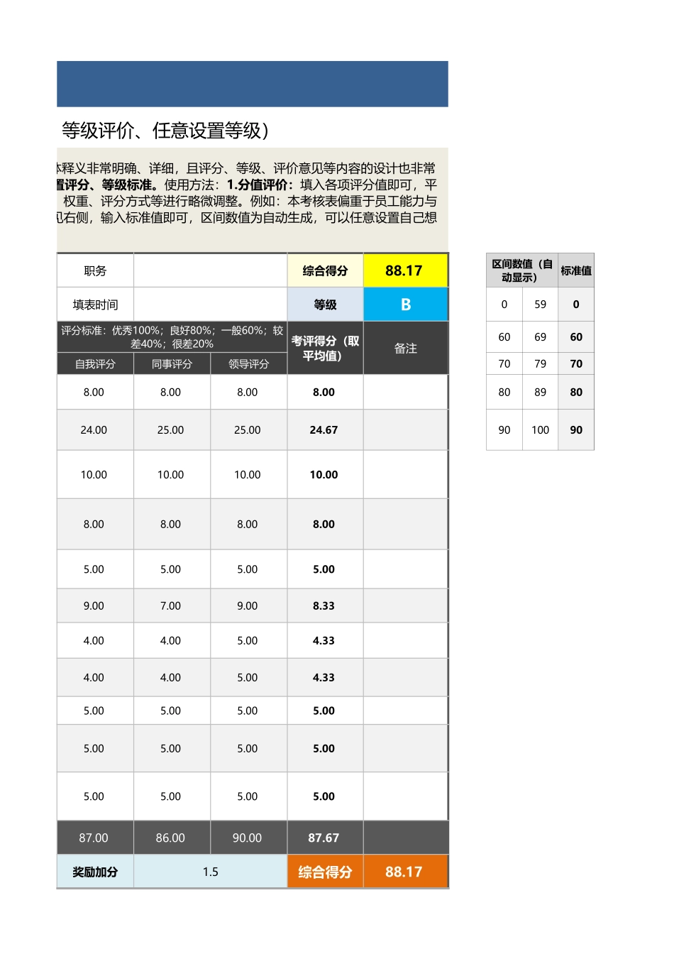 企业管理_绩效考核表_12-3-仓库检验员绩效考核表（计算评价自动灵活）_第3页