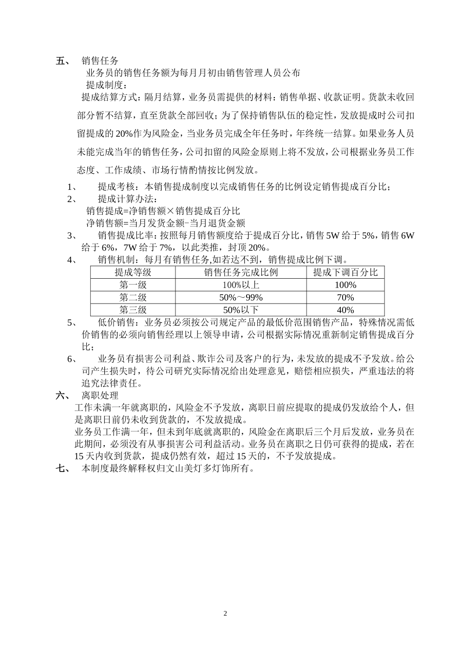 企业管理_销售管理制度_8-行业案例参考_8-销售管理制度_销售提成管理制度_第2页