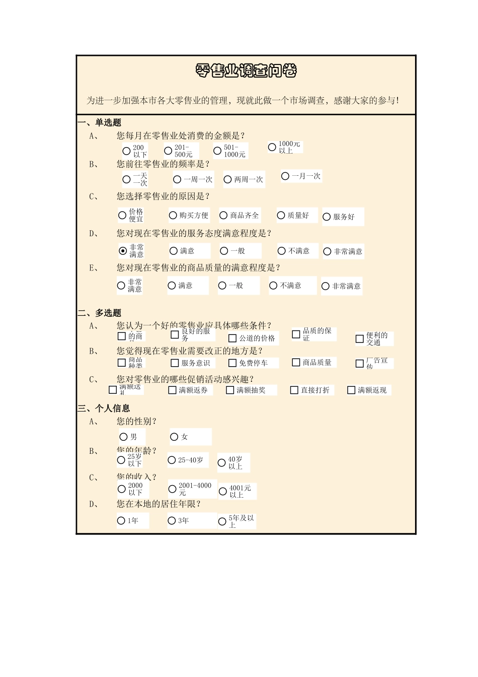 企业管理_销售管理制度_9-销售相关表格_零售业调查结果与分析_第1页