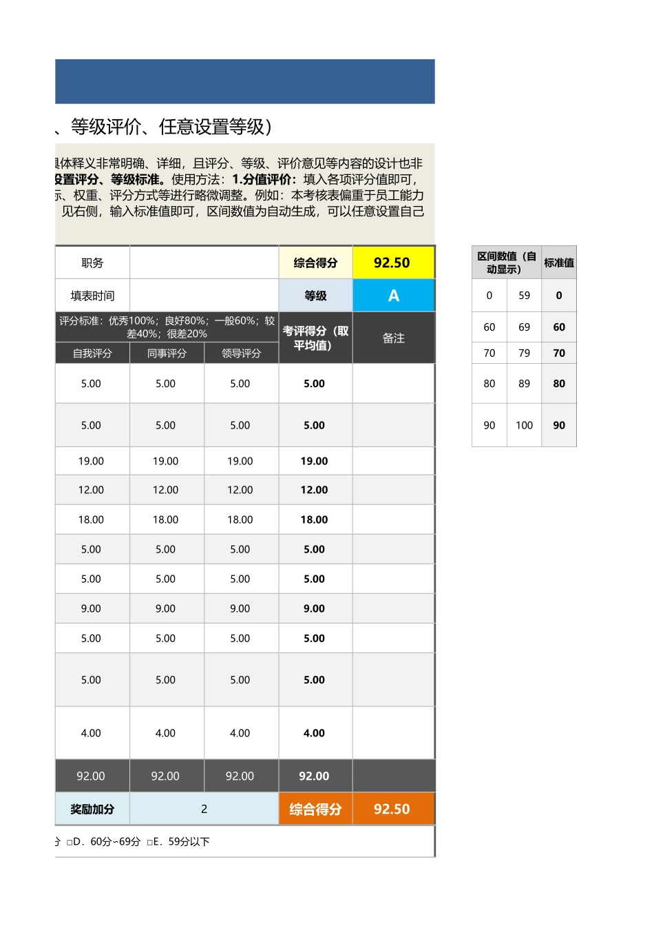 企业管理_绩效考核表_05-8-客户关系主管绩效考核表（含自动计算、等级评价）_第3页