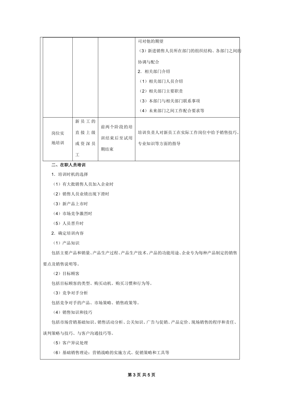 企业管理_行政管理制度_23-行政管理制度汇编_10员工培训_员工培训_销售人员培训实施方案_第3页