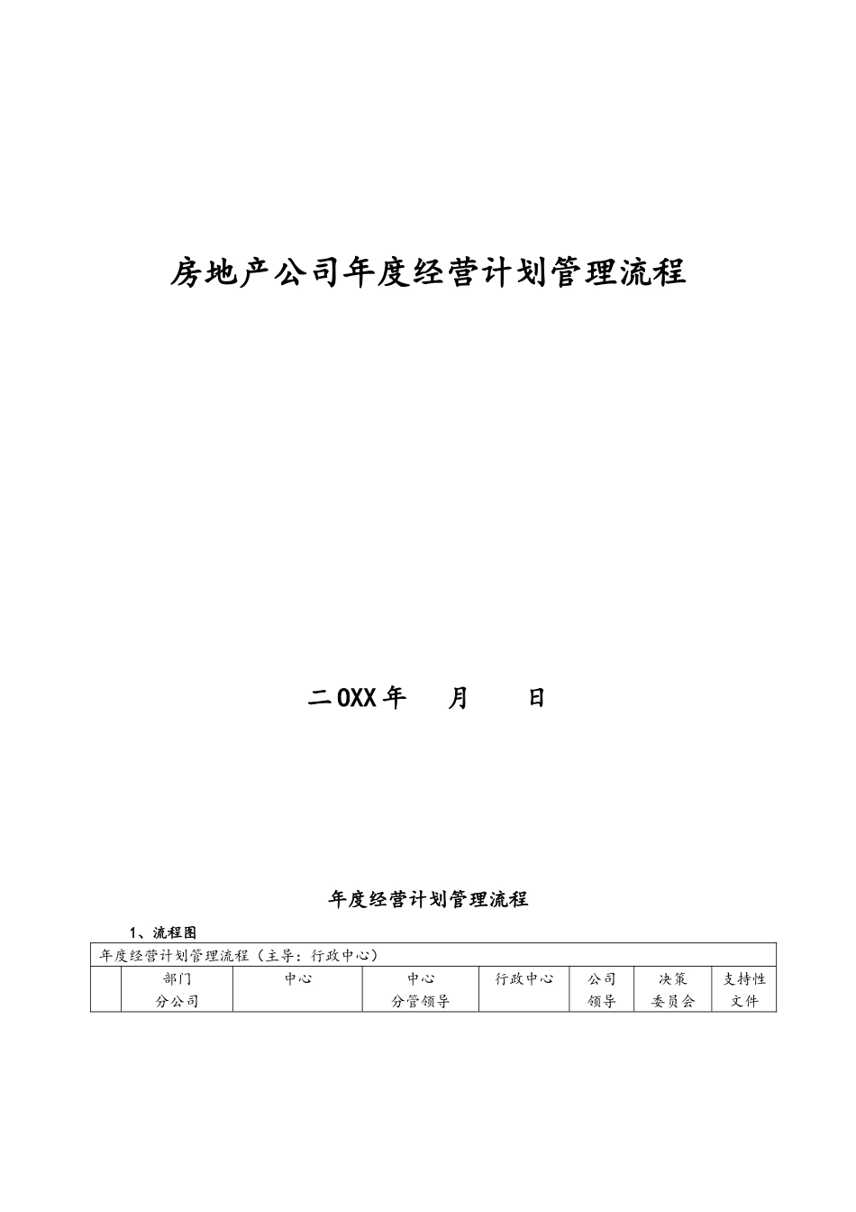 企业管理_财务管理制度_10-经营计划与资金管理制度_01-【经营计划】-08-公司年度经营计划管理流程【房地产】_第1页