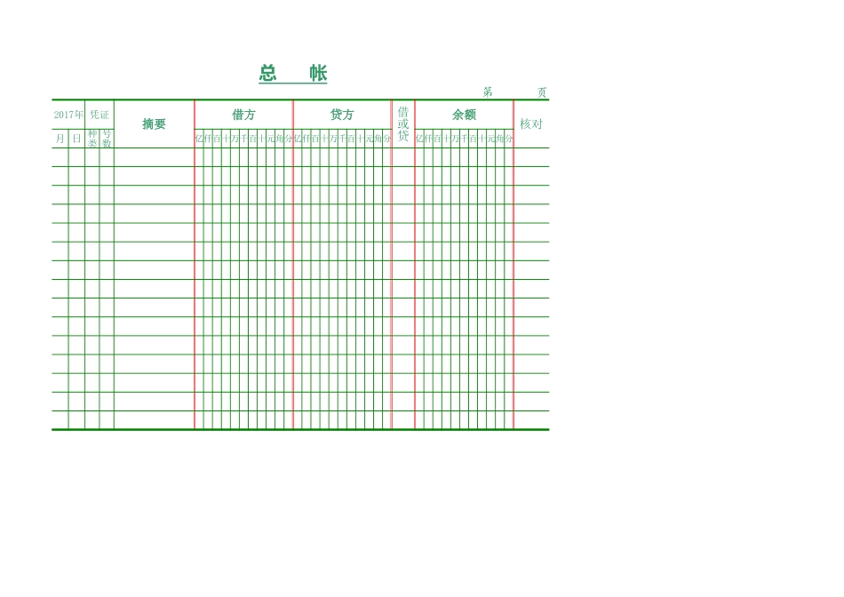 企业管理_财务管理制度_16-财务常用表格_17 精选_00总账_第1页