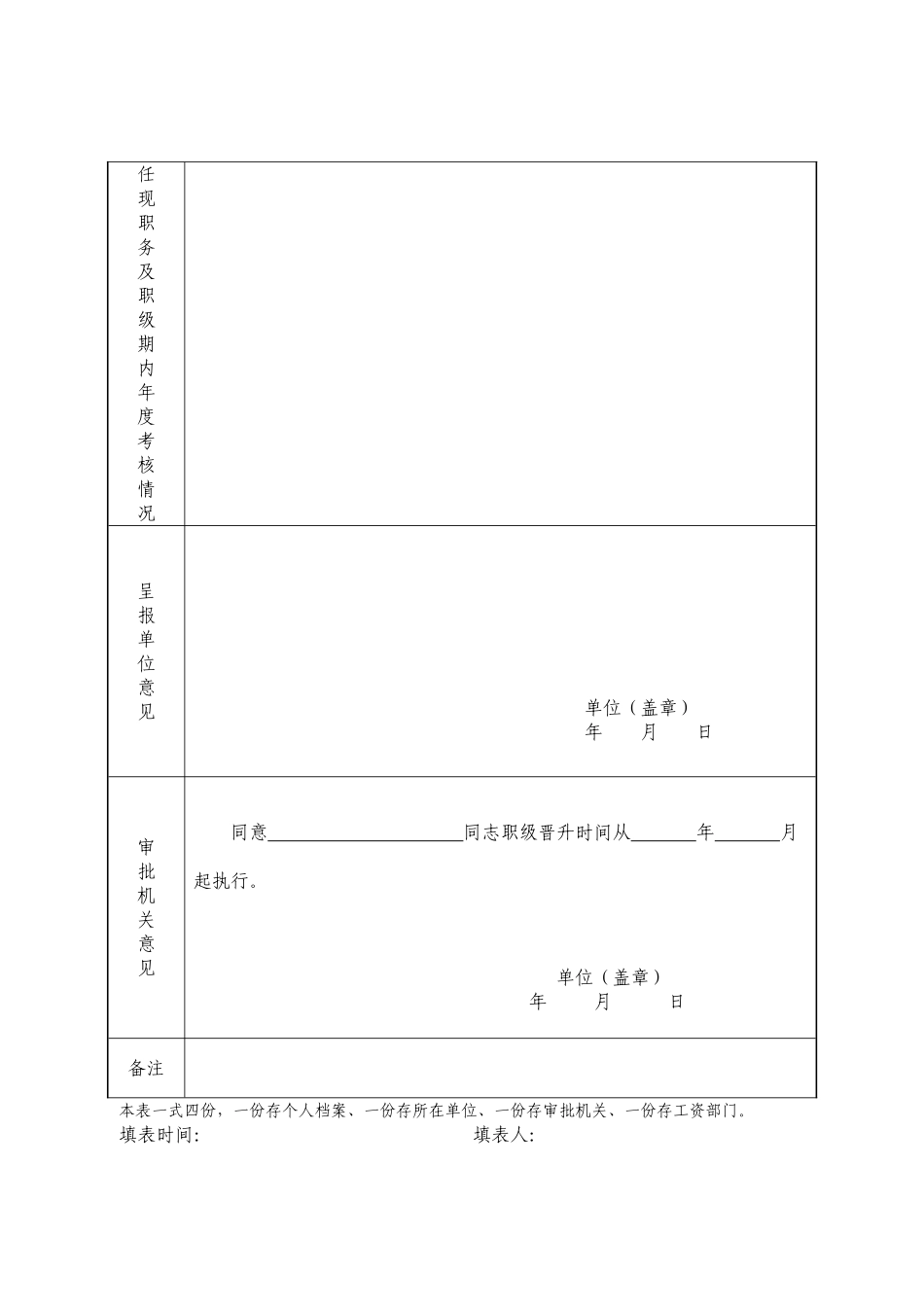 企业管理_人事管理制度_3-人事管理_3-员工晋升_3-2员工晋升和降级-结果审核_公务员职级晋升审批表_第2页