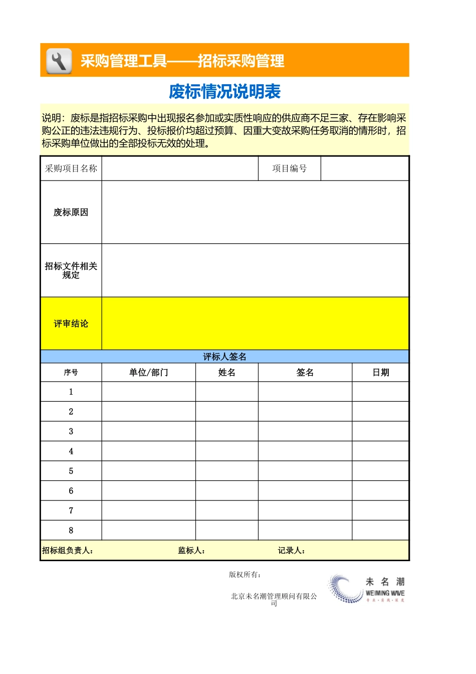 企业管理_采购管理_废标情况说明表_第1页