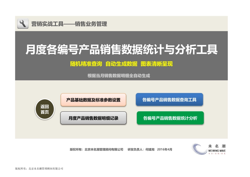 企业管理_营销管理_月度各编号产品销售数据统计与分析工具_第1页