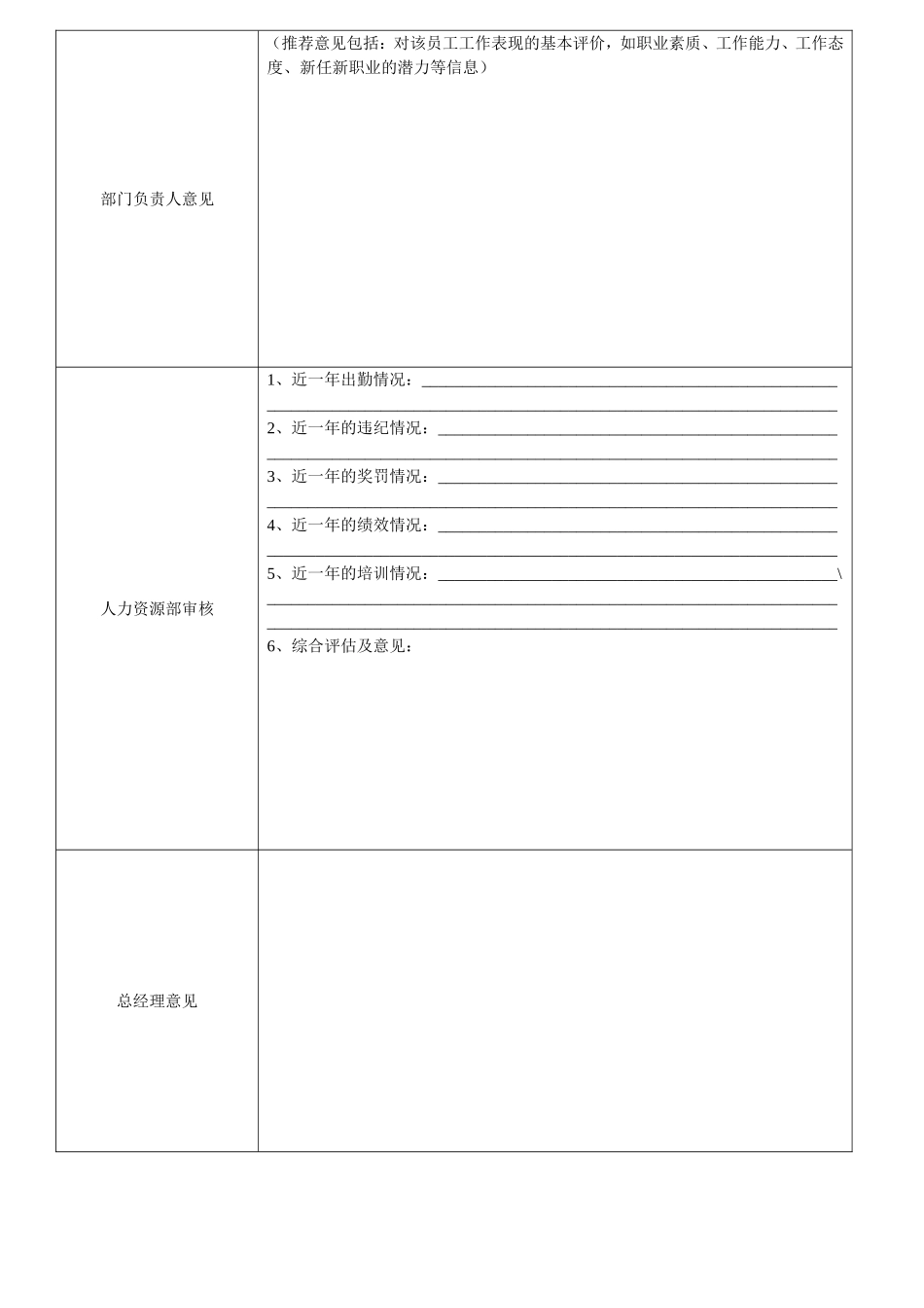 企业管理_人事管理制度_3-人事管理_3-员工晋升_3-1员工晋升和降级-晋升申请_职位晋升申请表_第2页