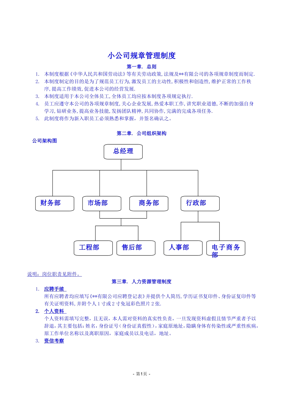 企业管理_企业管理制度_03-【行业案例】-公司管理制度行业案例大全的副本_管理制度（通用）_小公司全套管理制度_第1页