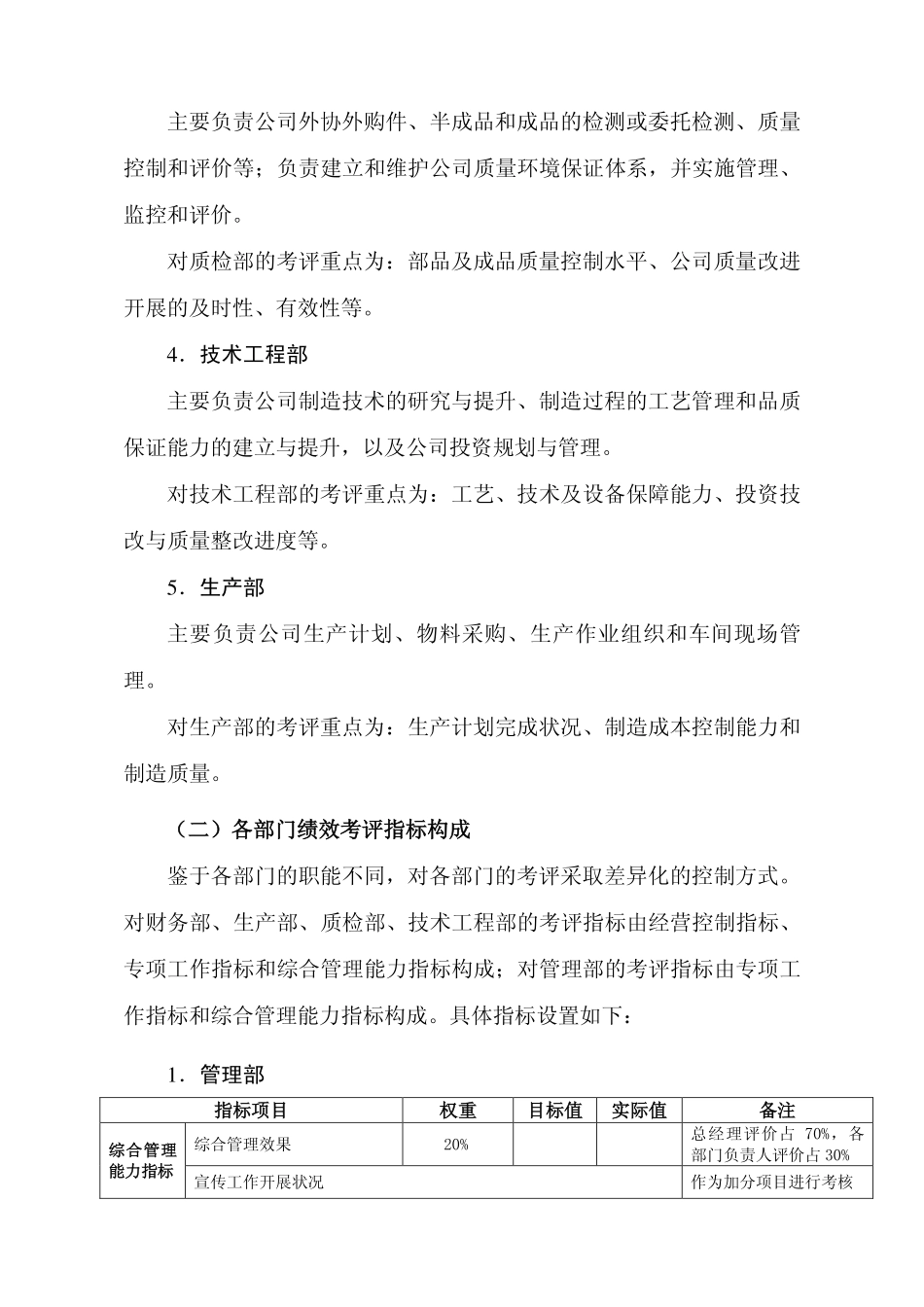 企业管理_人事管理制度_16-人力资源计划_03-制度建设规划_5、考核管理制度_公司各部门考核管理办法_第2页