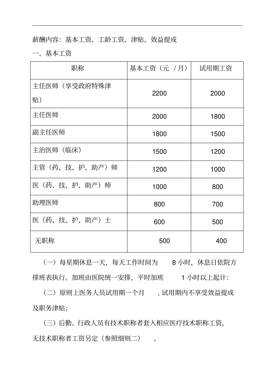 企业管理_人事管理制度_2-薪酬激励制度_0-薪酬管理制度_43-【行业分类】-医院_2019最新医院员工薪酬制度实施方案_第2页