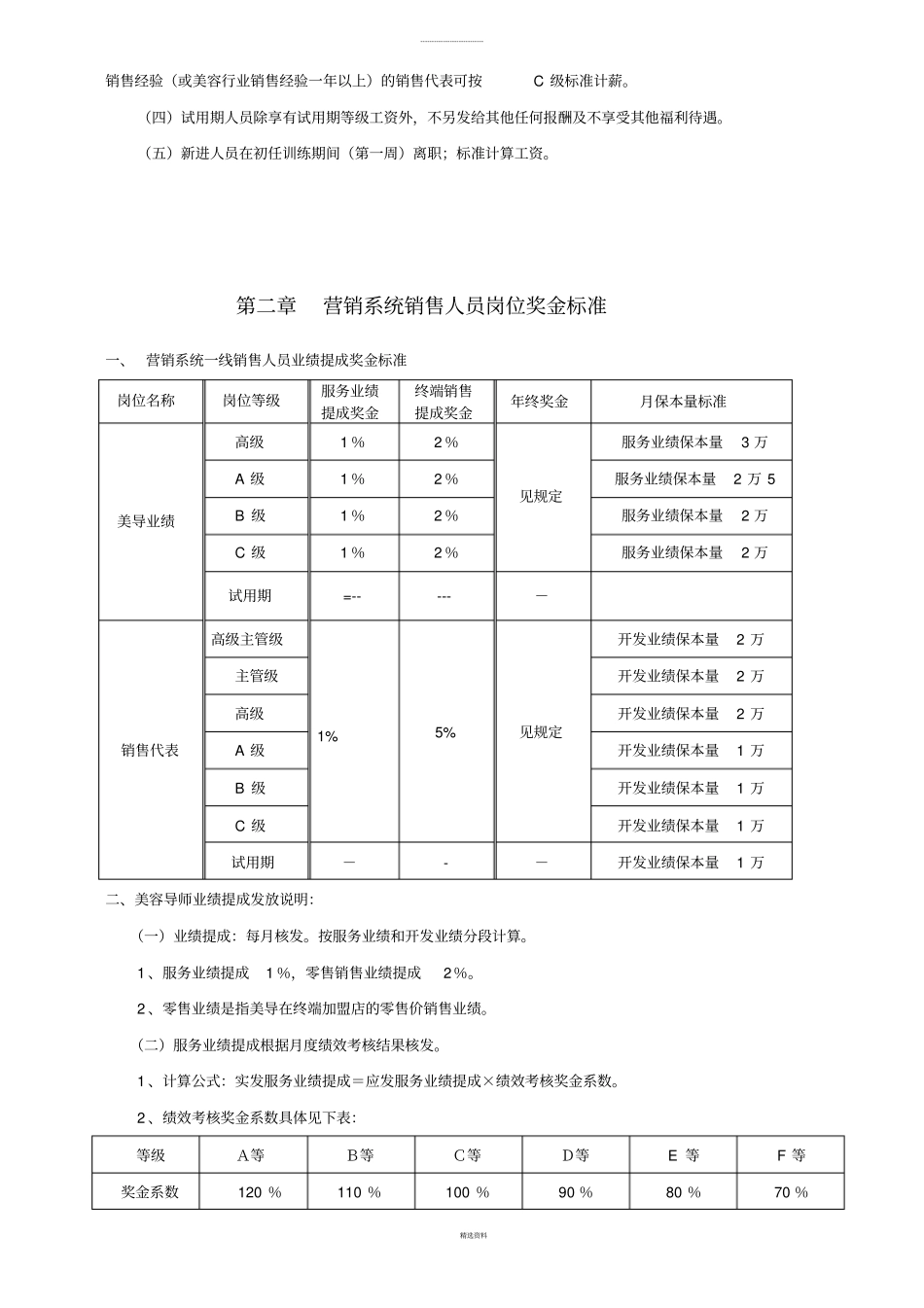 企业管理_人事管理制度_2-薪酬激励制度_0-薪酬管理制度_23-【行业分类】-美容院_美容院公司薪酬制度(1)_第3页