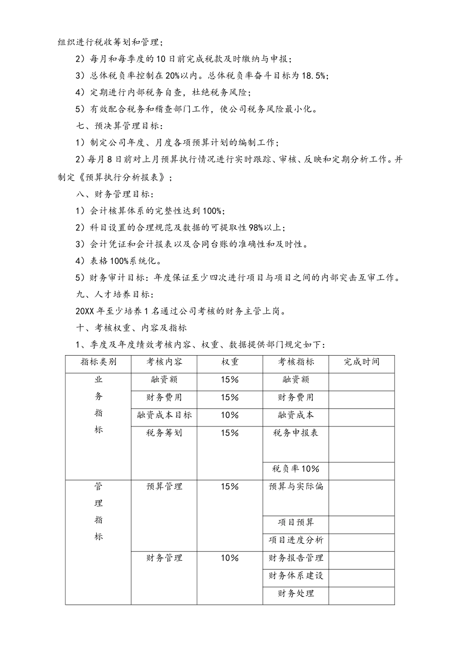 企业管理_财务管理制度_5-工作职责与目标分解_02-目标分解-02-【标准制度】财务部目标责任书_第3页