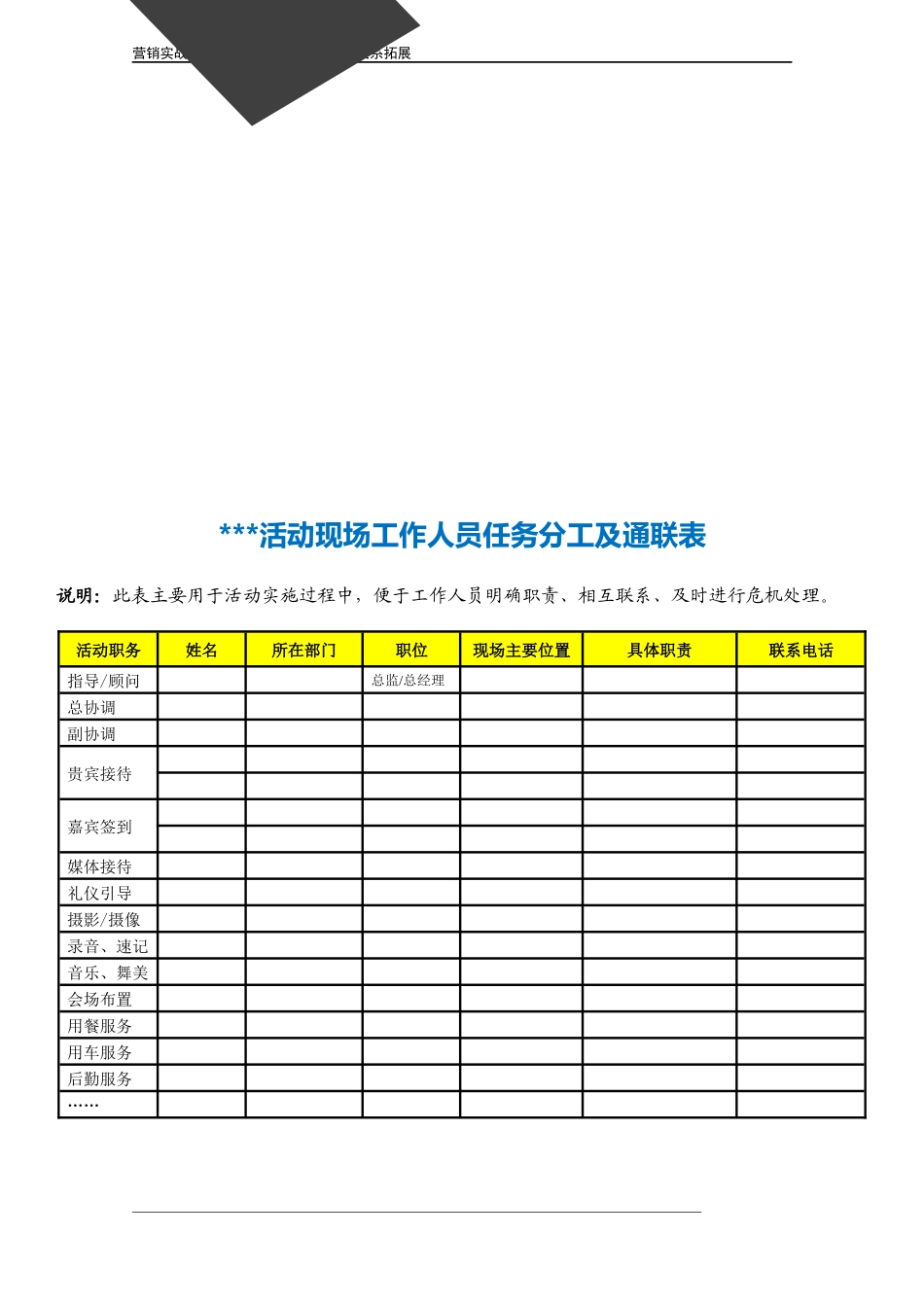 企业管理_营销管理_活动现场执行工作通联表（模板）.doc_第3页