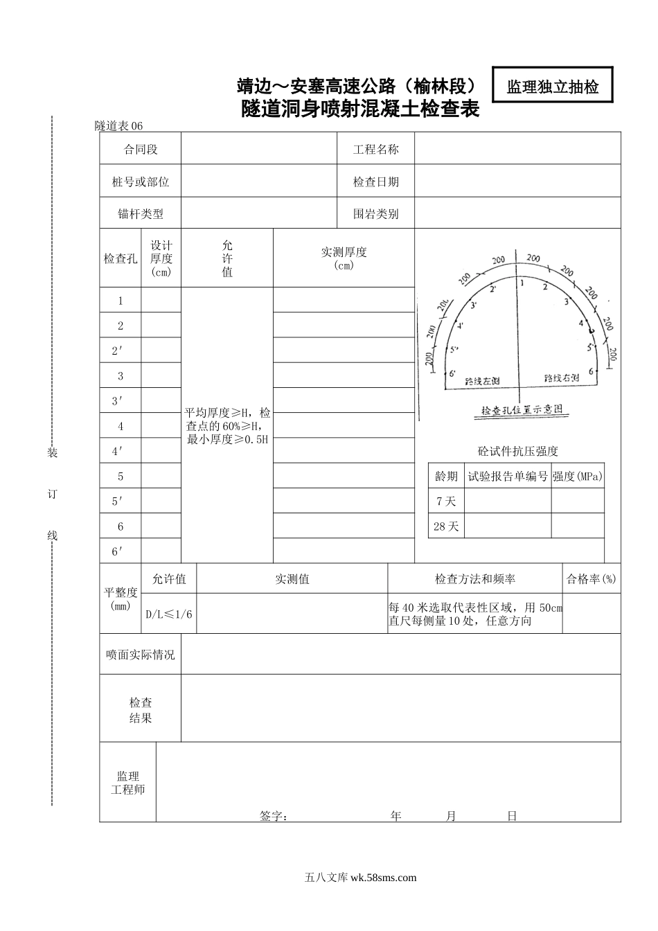 06    隧道洞身喷射混凝土检查检表_第1页