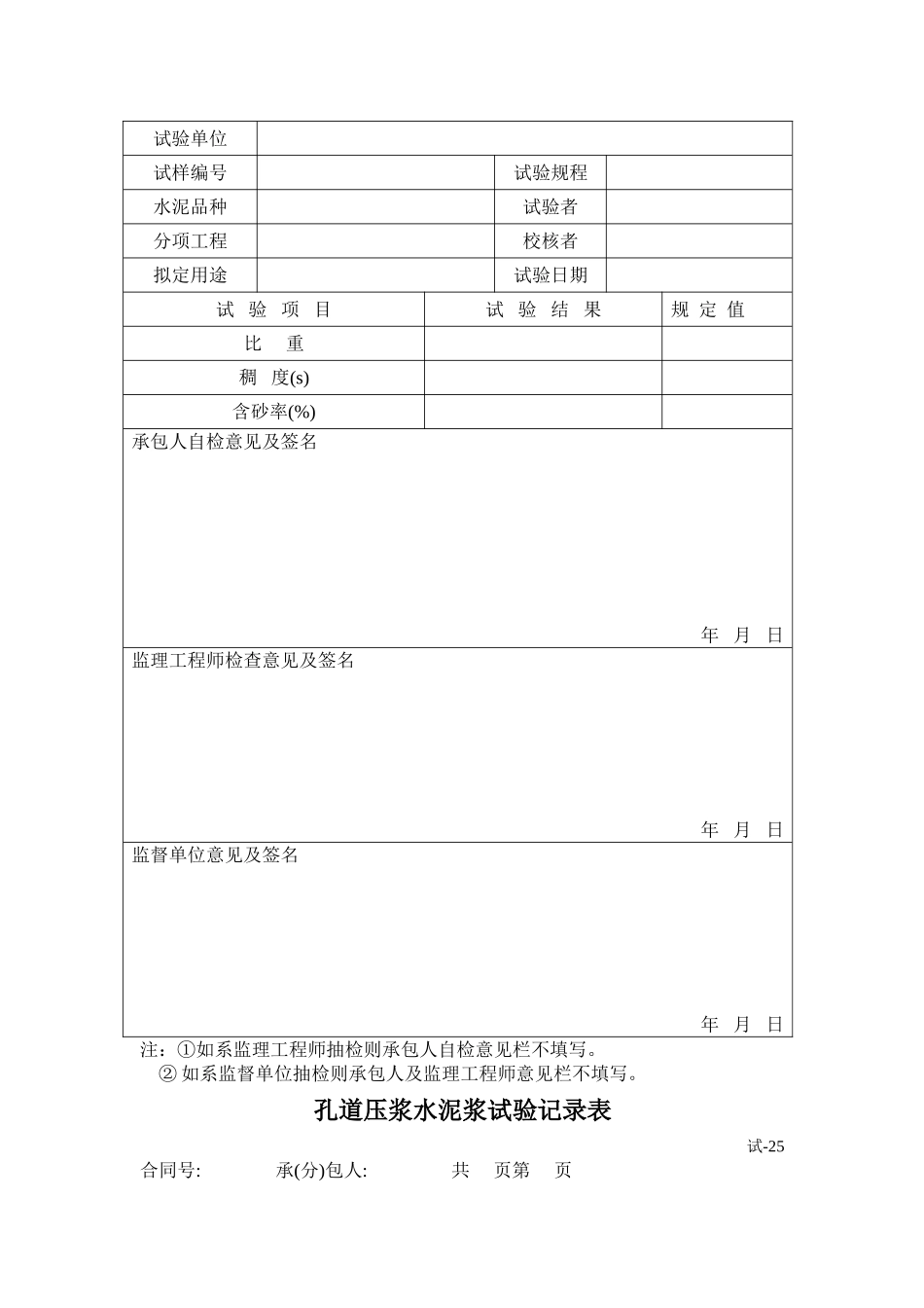 高速公路淮北段路基工程建设项目测量试验表_第2页