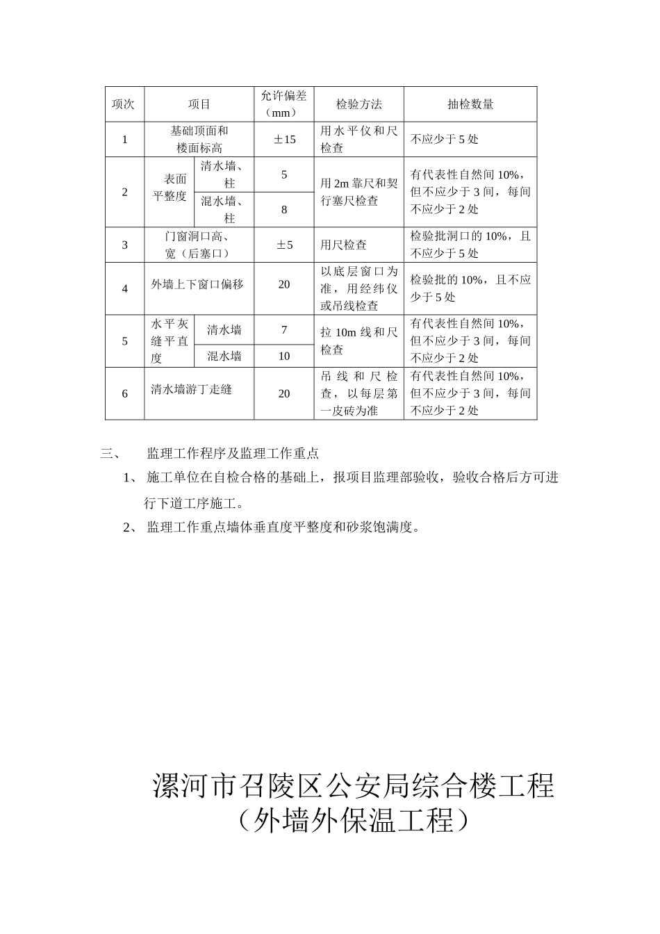 公安局综合楼工程监理实施细则（外墙外保温工程）_第2页