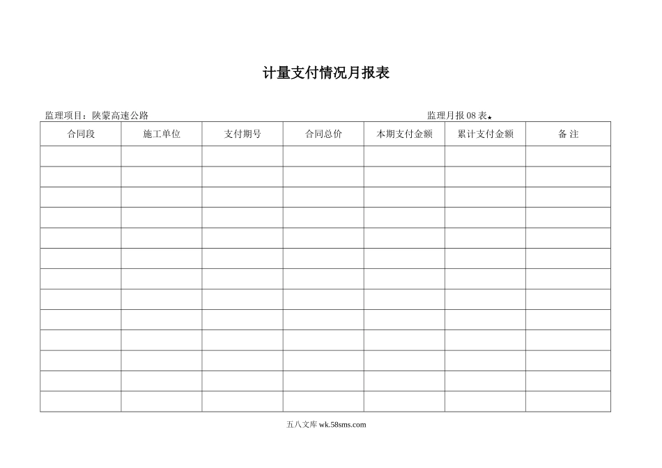 月报08表   计量支付情况月报表_第1页