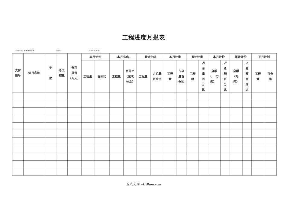 月报03表    工程进度月报表_第1页