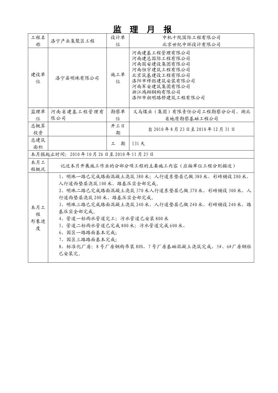 洛宁产业集聚区工程监理月报_第3页