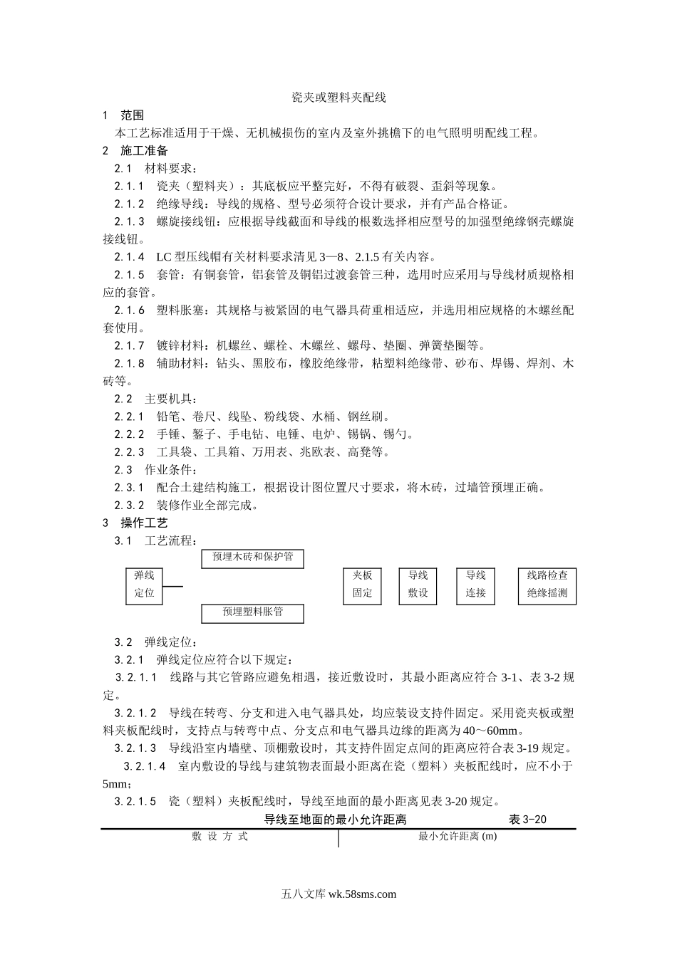 009瓷夹或塑料夹配线工艺_第1页