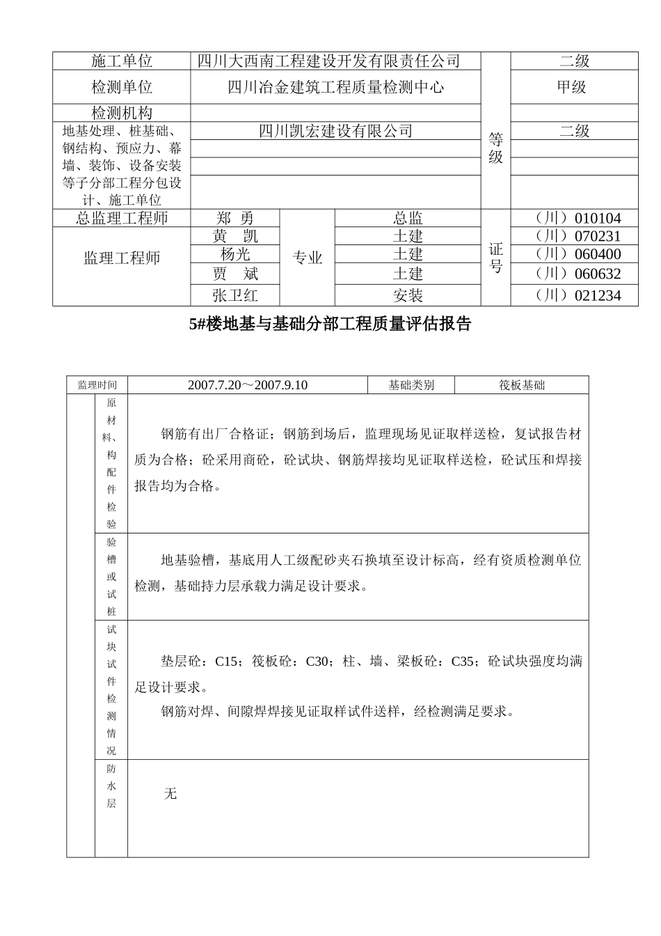 锦江区柳江新居五期工程单位质量评估报告_第2页