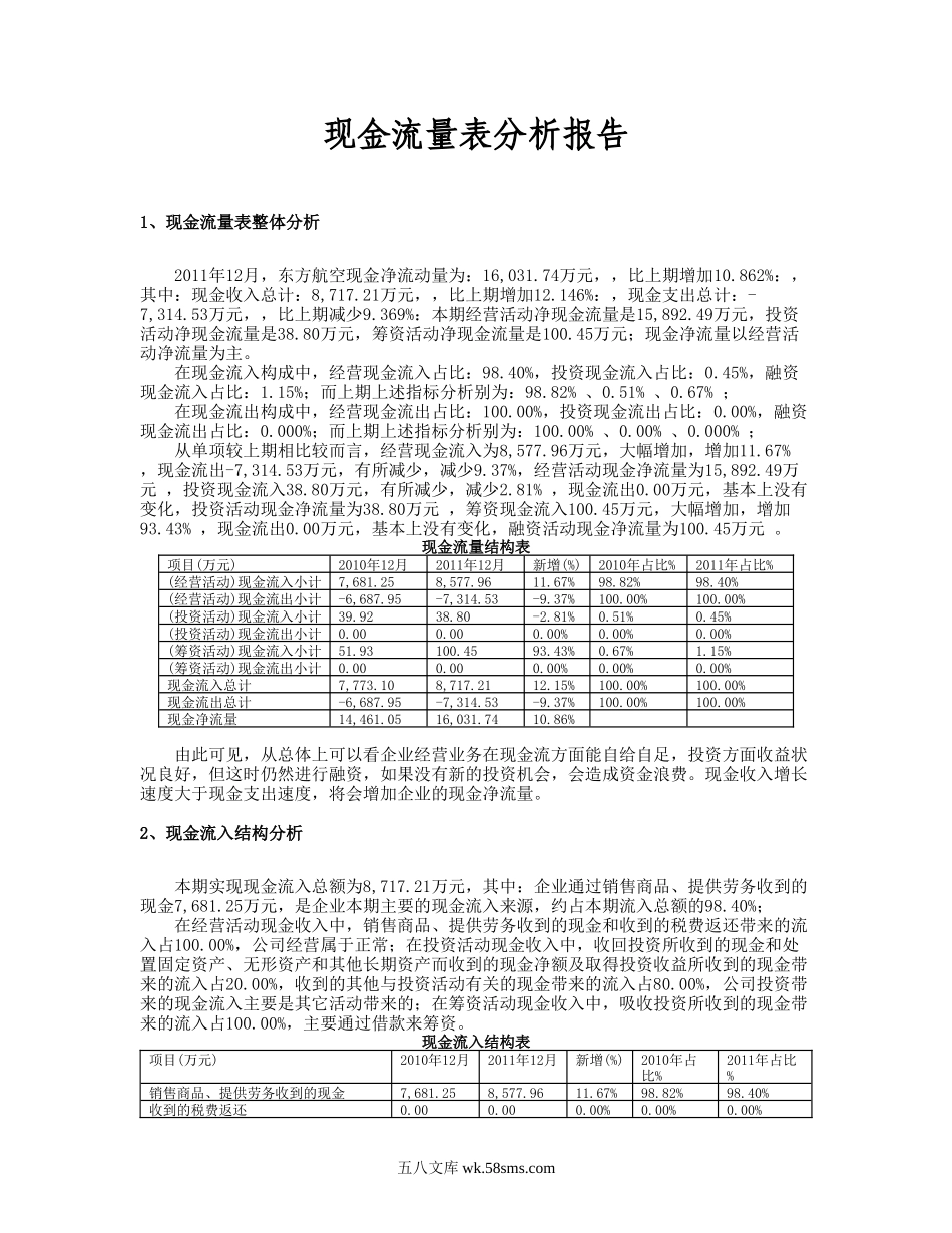 现金流量表分析报告_第1页