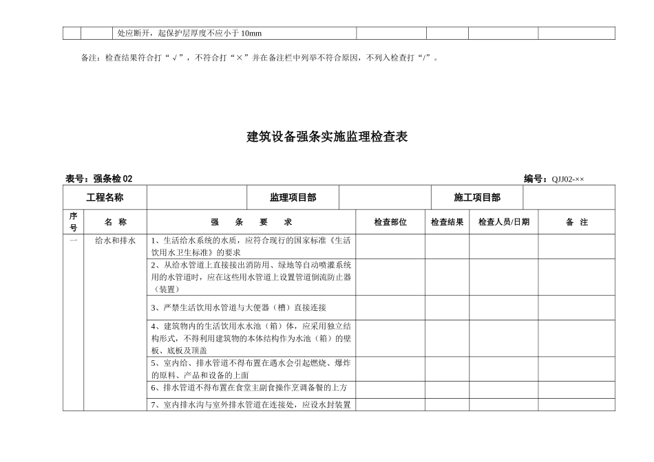 建筑设计强条实施监理检查表_第3页