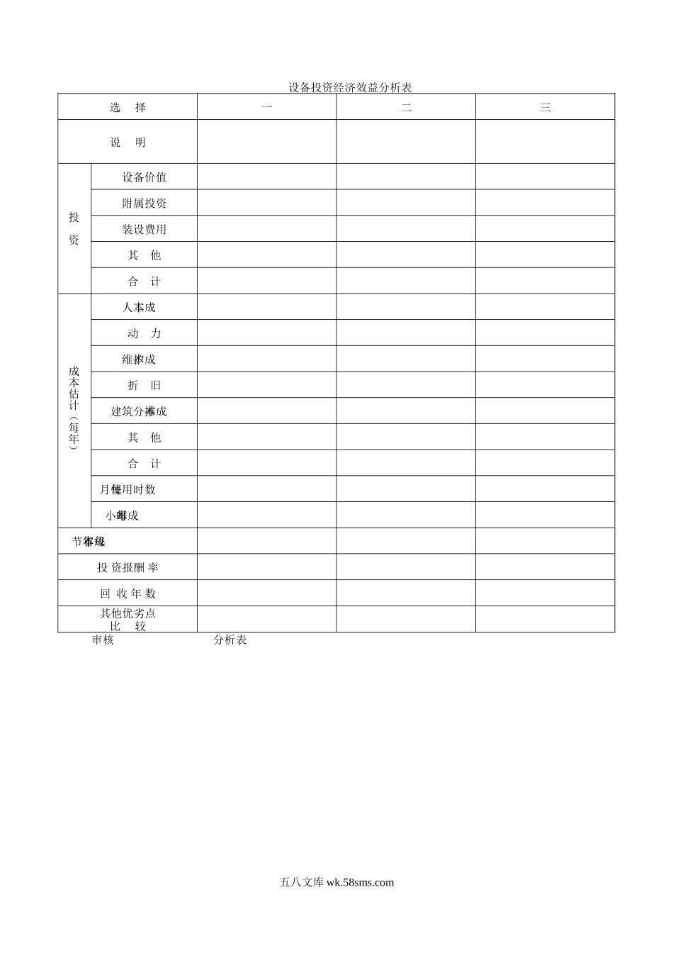 设备投资经济效益分析表.DOC_第1页