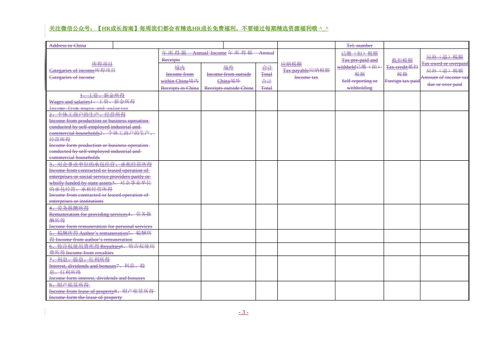 个人所得税纳税申报表式样_第3页