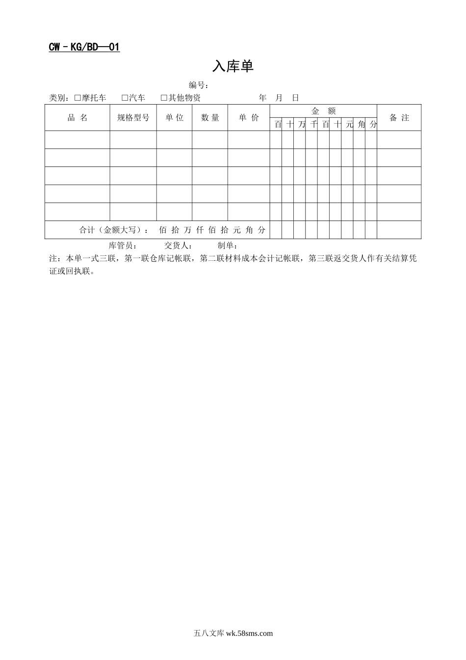 库管部表格.DOC_第1页