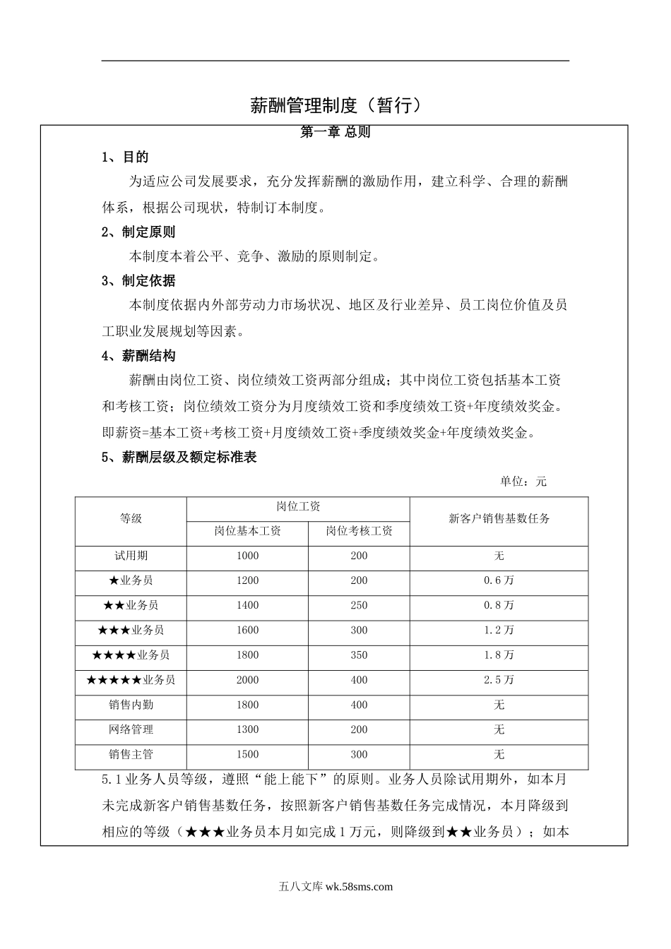 某公司销售部门薪酬制度_第1页