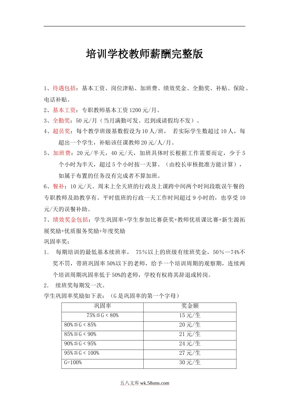 培训学校教师薪酬完整版_第1页