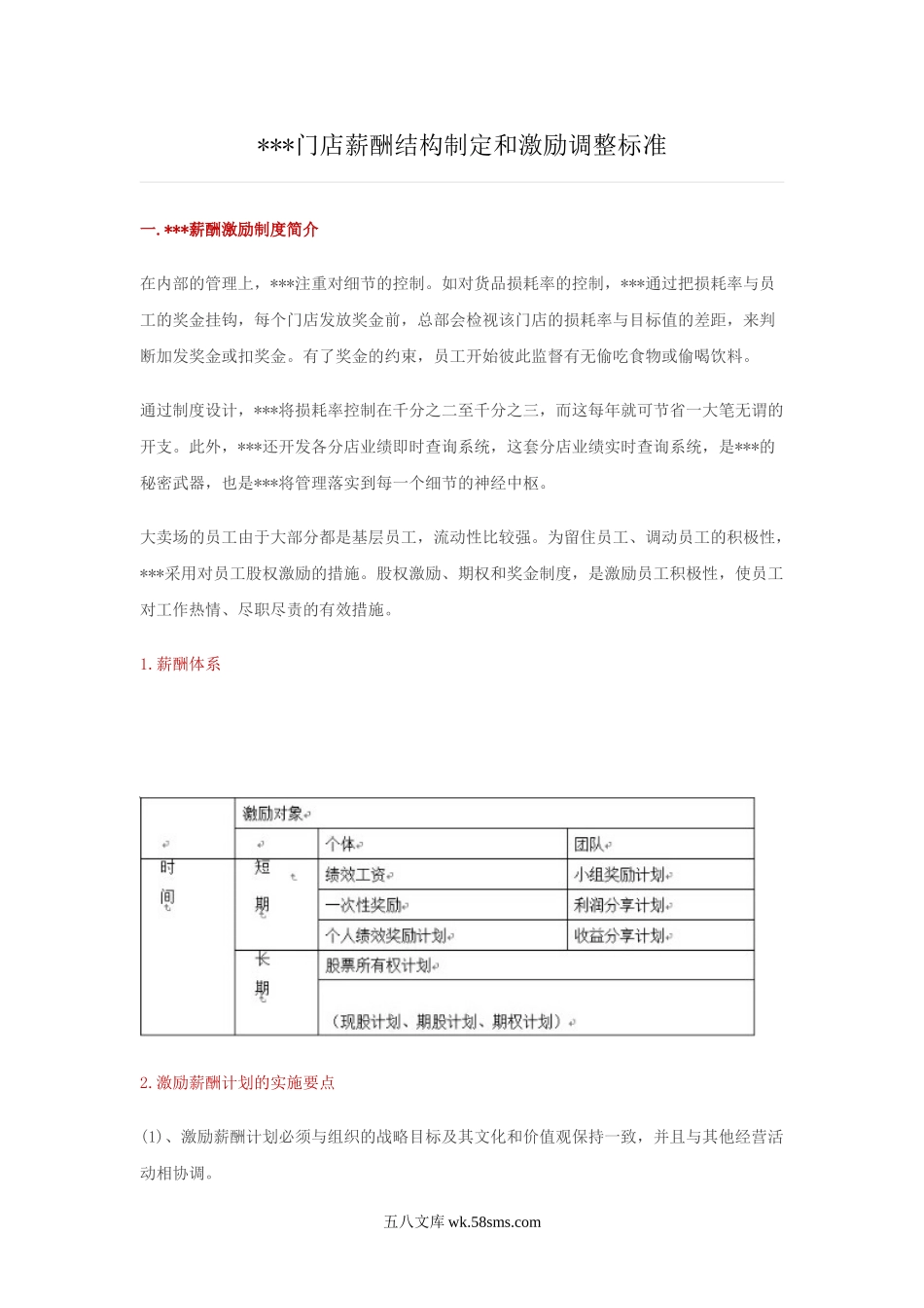 【案例】大润发门店薪酬结构制定和激励调整标准_第1页