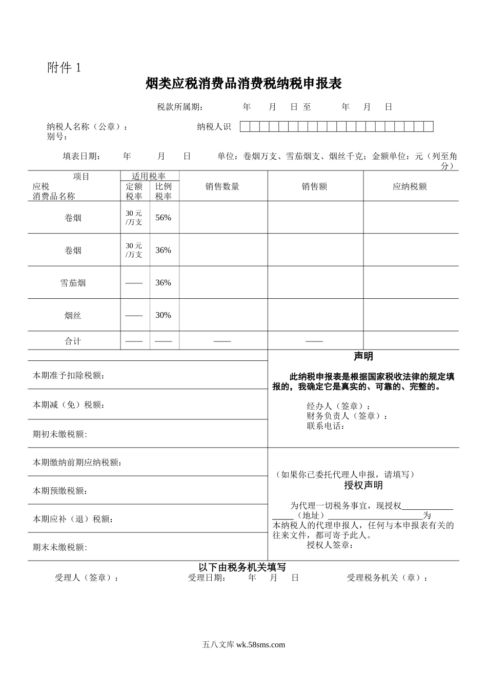 烟类应税消费品消费税纳税申报表_第1页