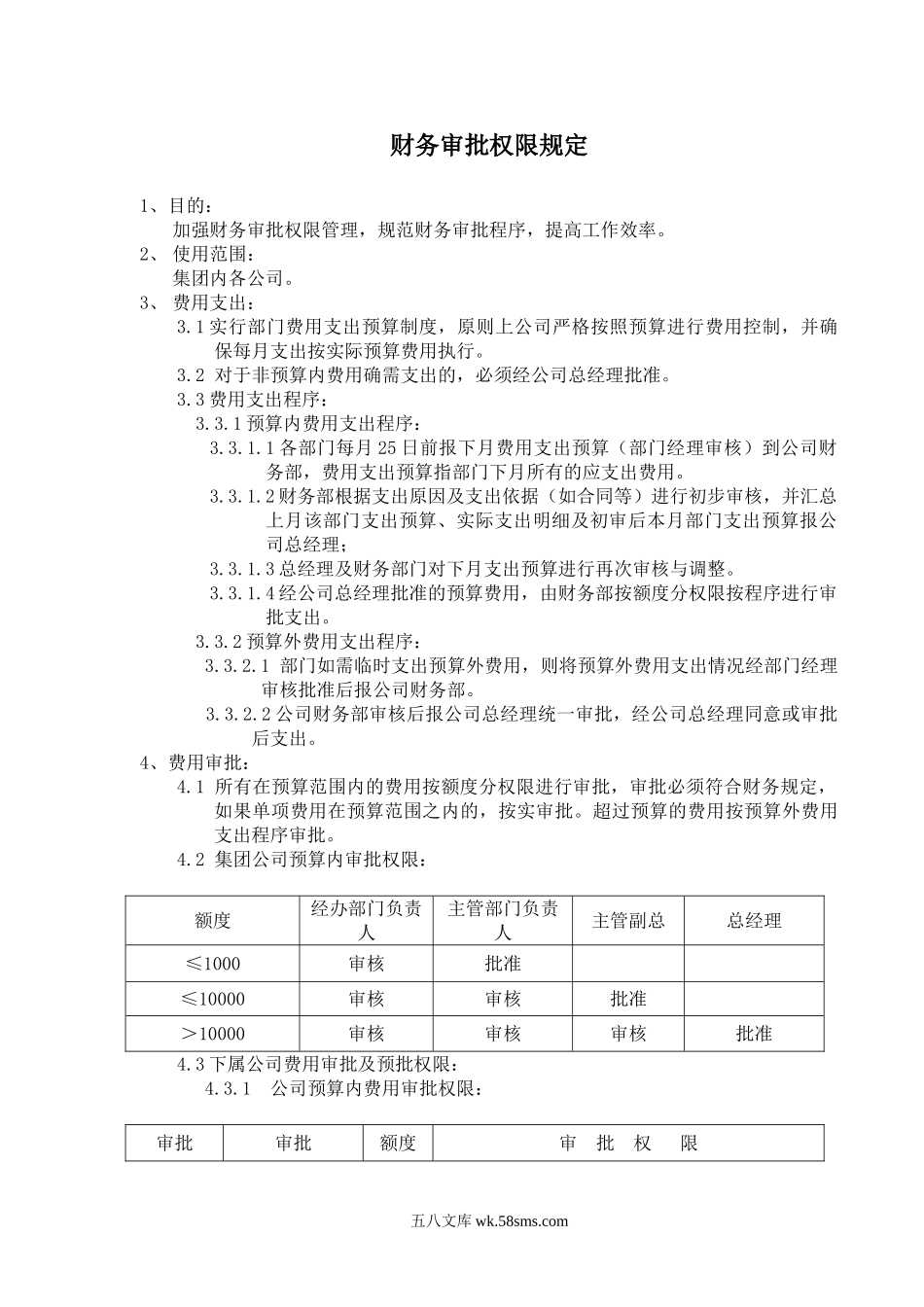 财务审批权限规定_第1页