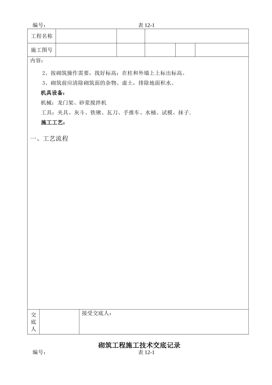 砌筑工程施工技术交底记录_第2页