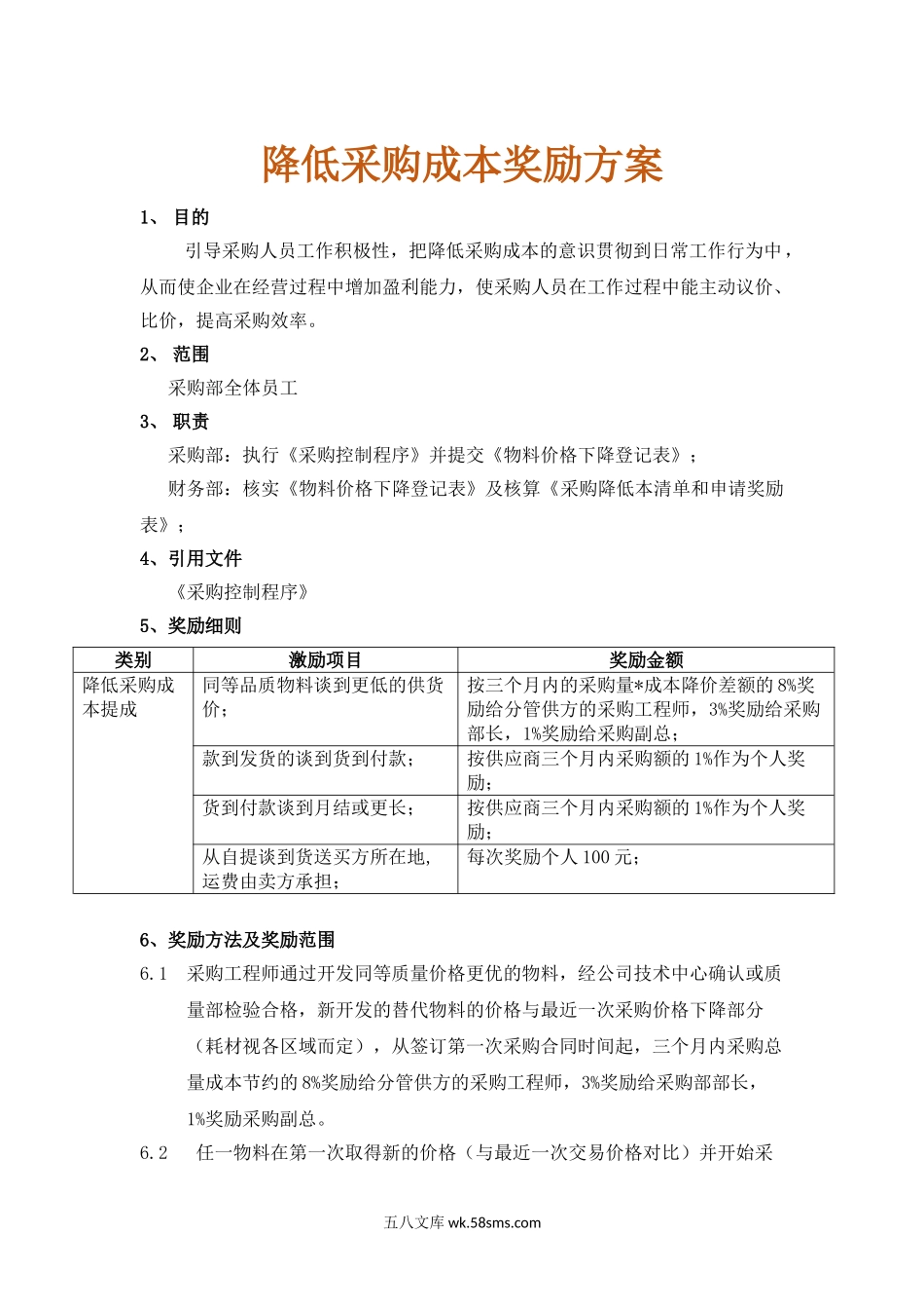 197降低采购成本奖励方案_第1页