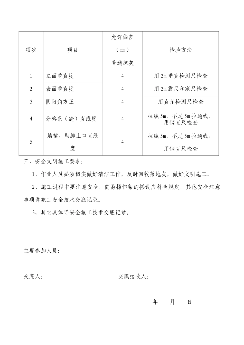 住宅抹灰工程施工技术交底记录_第3页