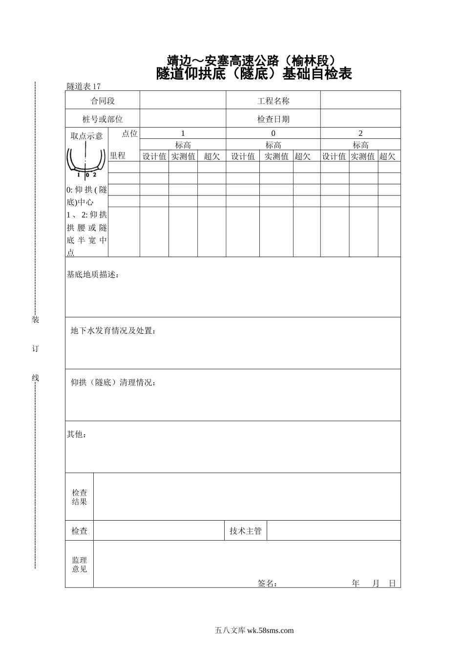 17    隧道仰拱底基础自检表_第1页