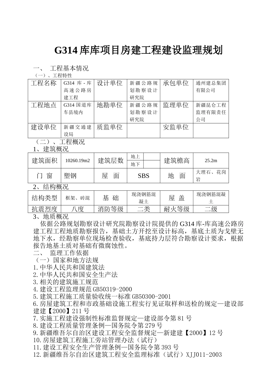 G314库库项目房建工程建设监理规划_第2页