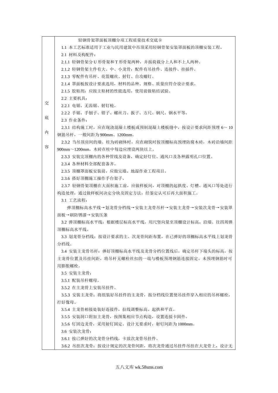 通用-轻钢骨架罩面板顶棚.DOC_第1页