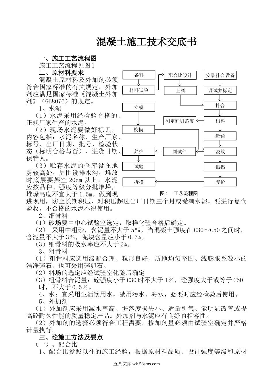 混凝土施工技术交底书_第1页