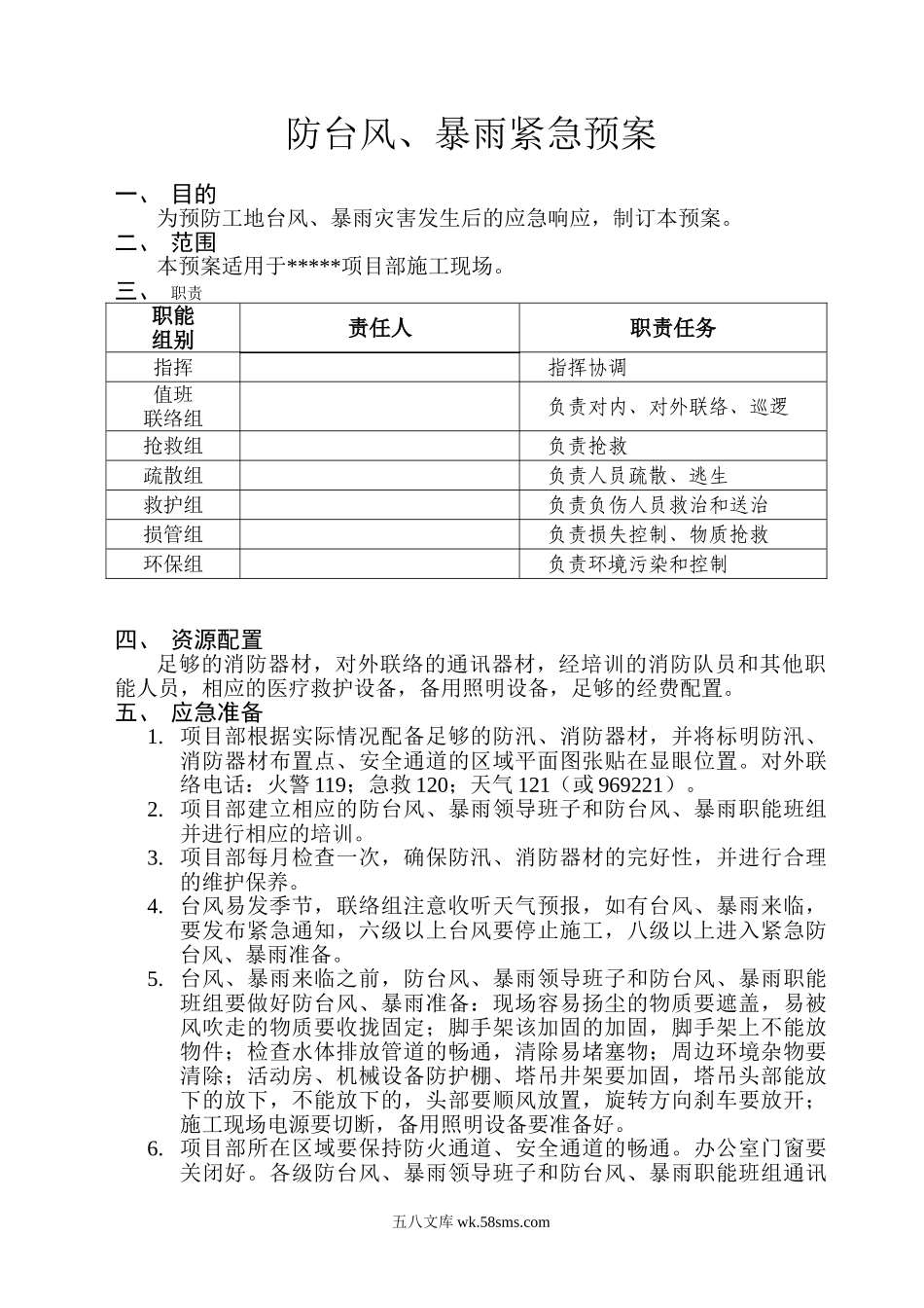 防台风、暴雨紧急预案_第1页