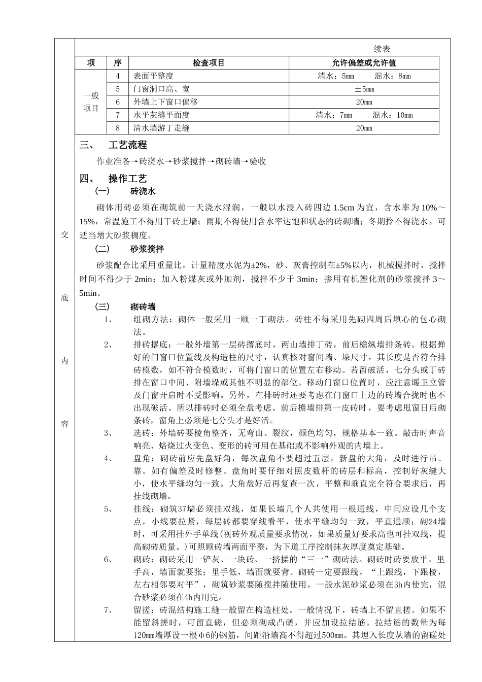 砖砌体砌筑分项工程质量技术交底卡_第2页